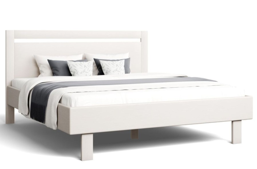 Łóżko Matera przyciąga uwagę swoim kształtem i prostym, nowoczesnym designem.