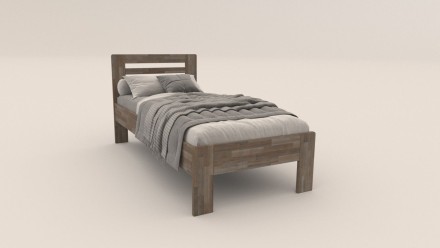 Łóżko z litego buku lub dębu, sprawiające wrażenie lekkiego