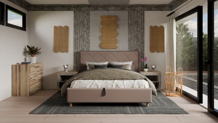 Wezgłowie Klinmam Madison z tapicerowanymi kwadratami charakteryzuje się pomysłowym designem i nienagannym wykonaniem.