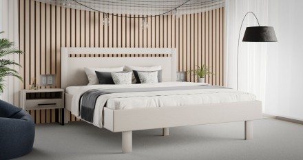 Łóżko Matera przyciąga uwagę swoim kształtem i prostym, nowoczesnym designem.