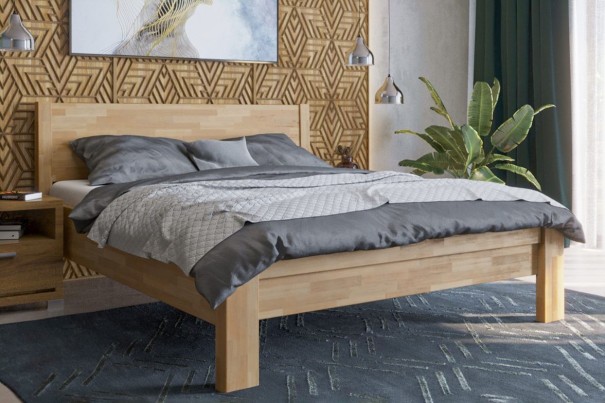 Łóżko Celin H1 z prostokątnym frontem z kolekcji łóżek z litego drewna DlaSpania.