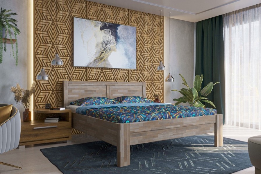 Solidne wykonane masywne łóżko Sion H3 stanie się godną ozdobą Twojej sypialni, wprowadzając do niej przytulność i komfort.