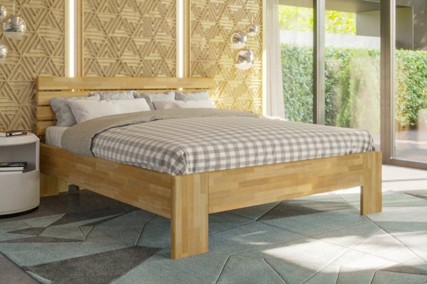 Łóżko z litego drewna - buk, z oryginalnym wezgłowiem Tesa, wersja BO 101, 180x200 cm 1