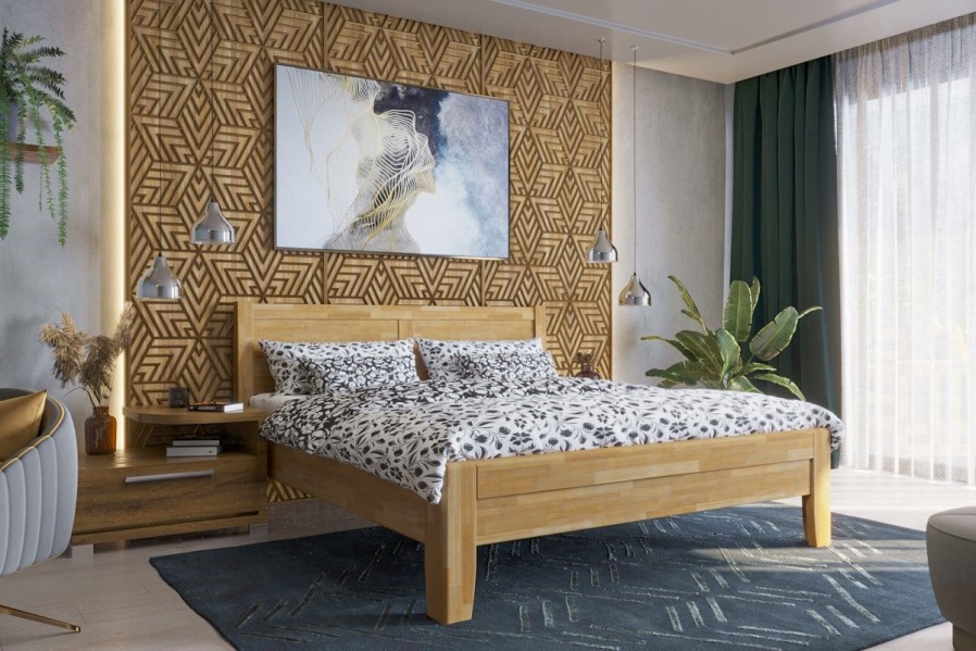 Solidne wykonane masywne łóżko Sion K3 stanie się godną ozdobą Twojej sypialni, wprowadzając do niej przytulność i komfort.