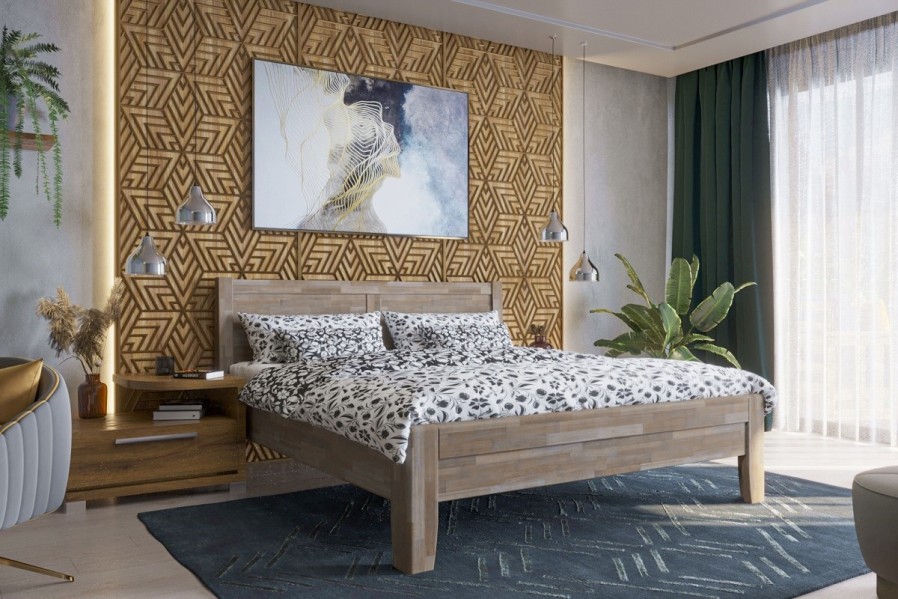 Solidne wykonane masywne łóżko Sion K3 stanie się godną ozdobą Twojej sypialni, wprowadzając do niej przytulność i komfort.