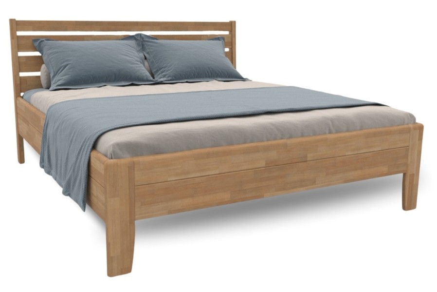 Łóżko Lugo z nowoczesnym designem i solidną konstrukcją z litego drewna idealnie komponuje się z materacem Libra Fresh, który łączy oddychającą piankę zimną z warstwą pamięciową dla zdrowego i wygodnego snu.