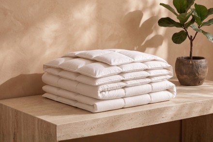 Luksusowa kołdra puchowa Klinmam Home Pure Elegance to synonim najwyższego komfortu. Połączenie delikatnego puchu gęsiego i ekskluzywnej bawełny egipskiej zapewnia naturalną termoregulację oraz utrzymanie optymalnego mikroklimatu przez całą noc, gwarantując spokojny i niezakłócony sen.