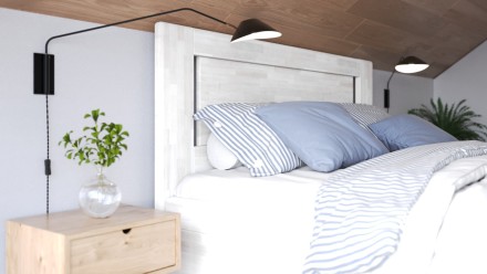 Wysokie i wytrzymałe łóżko z litego drewna