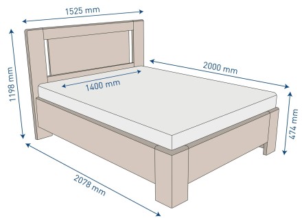 Wysokie i wytrzymałe łóżko z litego drewna