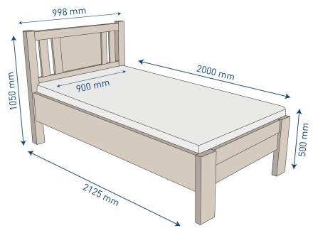 Solidne wykonane masywne łóżko Sion K1 stanie się godną ozdobą Twojej sypialni, wprowadzając do niej przytulność i komfort.