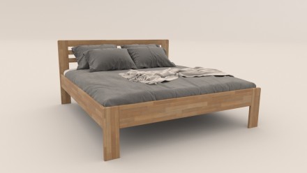 Łóżko z litego buku lub dębu, sprawiające wrażenie lekkiego