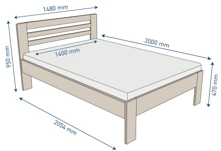 Łóżko z litego buku lub dębu, sprawiające wrażenie lekkiego