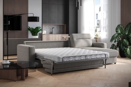 Sofa Lugano jest wielozadaniowa, w dzień będzie gustowny miejscem do relaksu, w nocy zagwarantuje komfortowy sen.