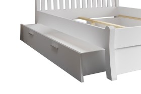 Drewniana, sosnowa szuflada pod łóżko Felix. Dostępna w kolorze naturalnym lub w kolorze białym.