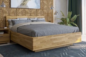 Drewniane łóżko - dąb, naturalne drewno Air, wersja D1