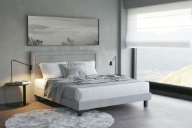 Eleganckie łóżko boxspringowe Memphis, wersja Standard, kolor Lama Light Grey