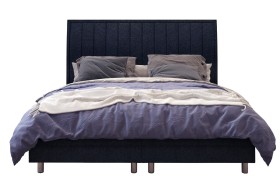 Eleganckie łóżko kontynentalne Atlanta (typu boxspring),
przyciąga uwagę swoim tapicerowanym wezgłowiem,
które jest uformowane w pionowe paski.