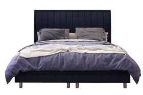 Eleganckie łóżko tapicerowane Atlanta Boxspring Lift, Napoli Deep blue, 180x200 Eleganckie łóżko kontynentalne Atlanta (typu boxspring),
przyciąga uwagę swoim tapicerowanym wezgłowiem,
które jest uformowane w pionowe paski.