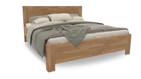 Łóżko z litego drewna z lekko zagłębionym podnóżkiem