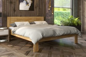 Łóżko z litego drewna z eleganckim designem - buk naturalny Amy, wersja BO101