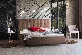 Tapicerowane łóżko w ponadczasowym stylu, odpowiednie do każdej sypialni Nashville Frame, kolor Napoli 04 Quartz